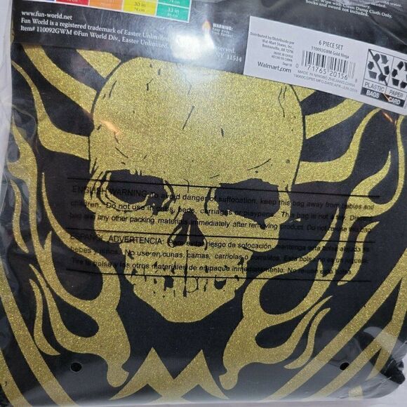 Skull Ninja Halloween Costume Boys Size XL (14-16) 6 Piece Set NEW - Picture 11 of 11